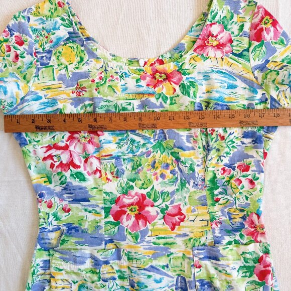 Vintage 90s Jonathan Martin Floral Short Sleeve Cotton Mini Dress Size 7 Small - Picture 8 of 12